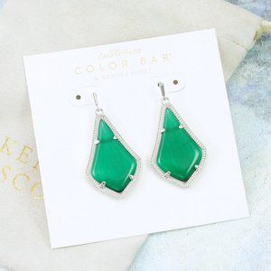 Kendra Scott Alex Emerald green cat’s eye earrings silver color